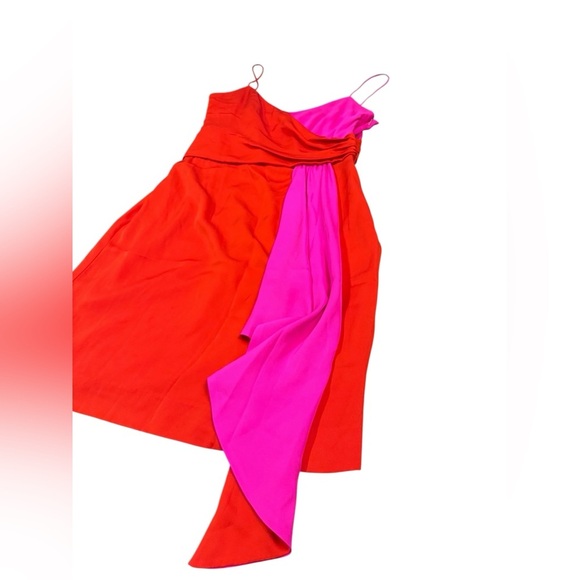 NWOT MILLY Cindy Silk Red/Fuchsi Dress Size 8 - Picture 6 of 9